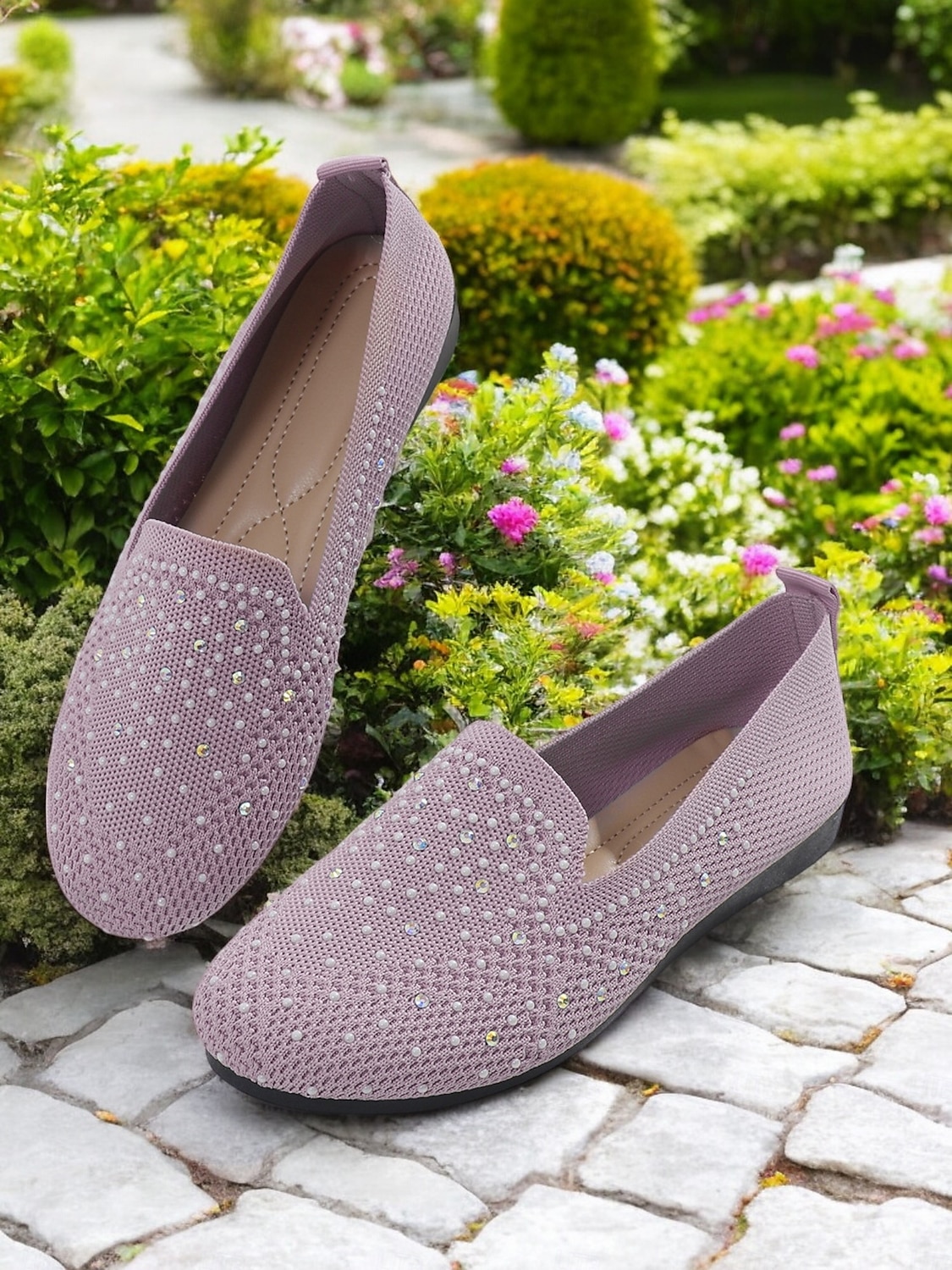 pantofi flyknit strălucitori pentru damă, cu strasuri – pantofi eleganti pentru ținute casual și ieșiri de primăvară 2025 - $19.99 –P2