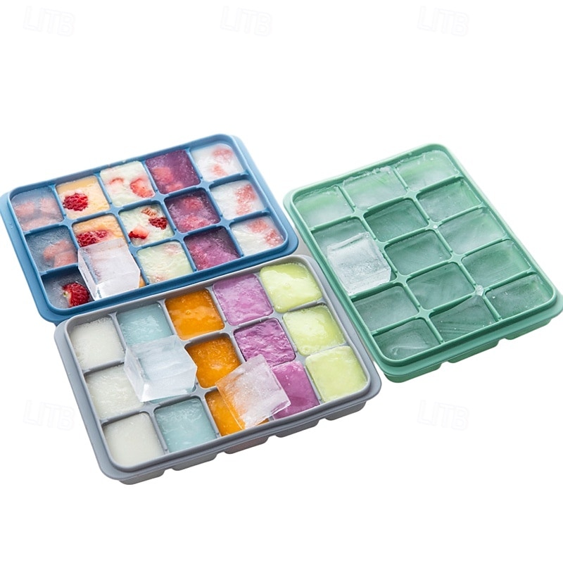 vaschette per cubetti di ghiaccio, facili da rimuovere, 15 stampi per cubetti di ghiaccio in silicone flessibile con coperchio rimovibile, riutilizzabili, impilabili per whisky, alimenti per bambini, del 2025 a $11.99 –P8