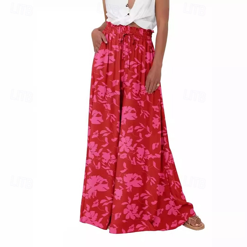 Per donna Culotte Gamba Larga Pantaloni Eleganti Pantaloni Casual Boho Lunghezza intera Naturale Fiore Tasca Elastico in vita Stampa Comodo All'aperto Ferie Casual Quotidiano Weekend Magenta Bianco del 2025 a $18.99 –P2
