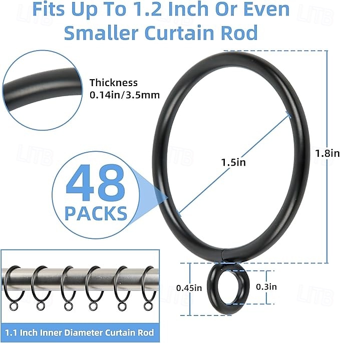 48 Pack Curtain Rings with Eyelets Metal Drapery Rings for Pinch Pleat Curtains Panels Drape Rings Fits Up to 1.2 in Curtains Rod 1.5 Inch I D Silver 2025 - $12.49 –P1
