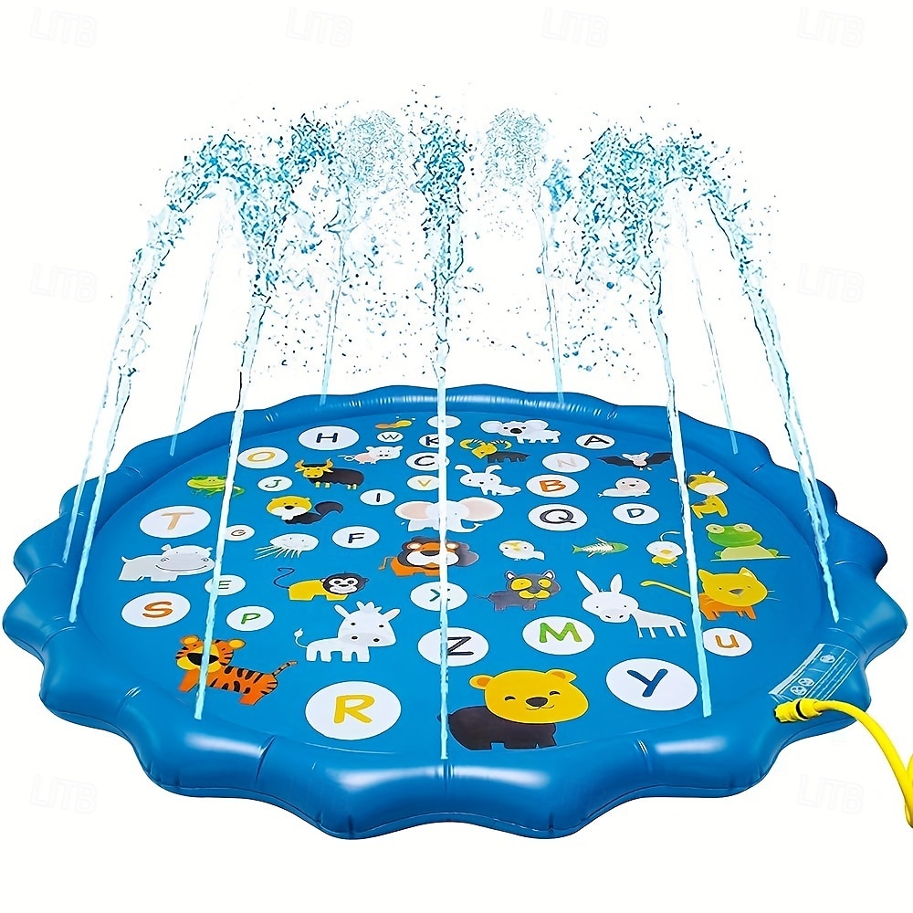 Giocattolo da esterno di lusso extra large da 100 cm/39,37 pollici - piscina portatile con irrigatori d'acqua, alfabeto &tappeto didattico numerico, vivace motivo arcobaleno, materiale pvc, ideale per del 2025 a $28.99 –P3