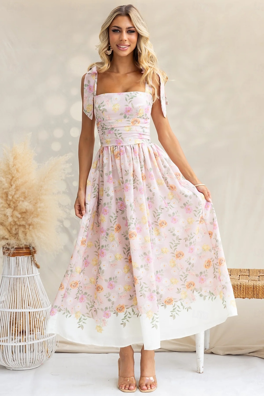 Retró 1950-es Rockabilly Maxi Ruhák Flare ruha Cottagecore Virágos Női Vakáció Hazaérkezés Buli és este Felnőttek Ruha Nyár 2025 - $35.99 –P1