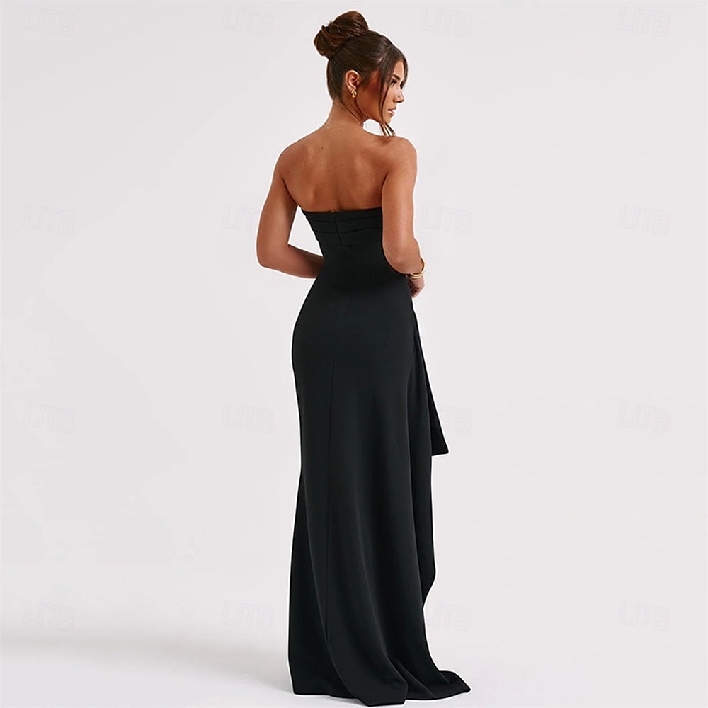 Marlene trubkové párty šaty elegantní šaty svatební svatební hosté podlahová délka bez rukávů bez ramínek polyester bez zad s rozparkem 2025 - $99.99 –P22