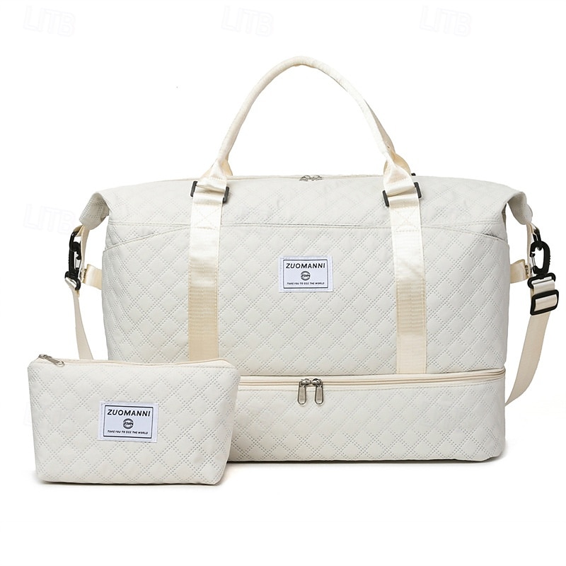 weekendväska reseväska för kvinnor, 2-delad quiltad nattväska med skofack och kosmetikaväska, stor kapacitet handbagage för sjukhus, kort resa, gym, moderskap 2025 - $23.99 –P2