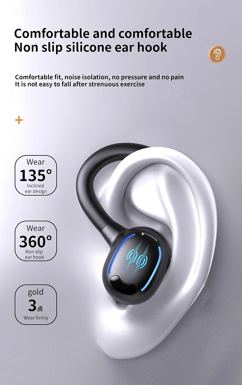 2025年 635 トゥルーワイヤレスヘッドフォン TWS イヤフォン、イヤーフック Bluetooth 5.3、エルゴノミックデザイン、充電ボックス、日常使用、旅行、自転車用の長持ちバッテリー  コレクション – $54.99 –P12
