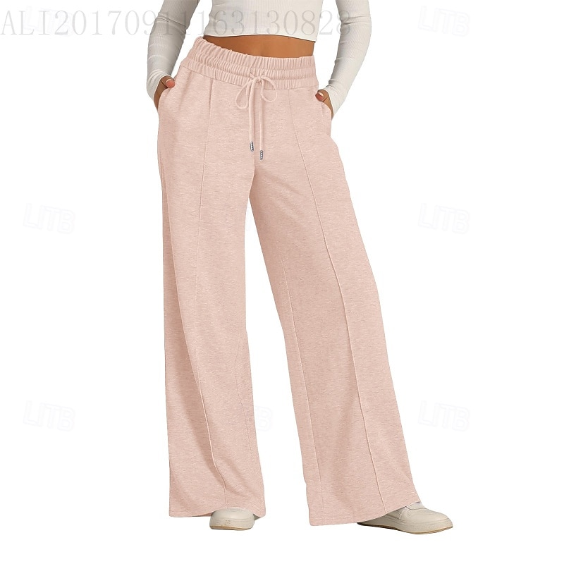 Dam Trosor Byxor Streetwear Ledigt Fullängd Naturlig Slät Ficka Elastisk dragsko-design Bekväm Utomhus Gata Utekväll Magenta Aprikos Mörkbrun Svart Sommar Normal 2025 - $19.99 –P18
