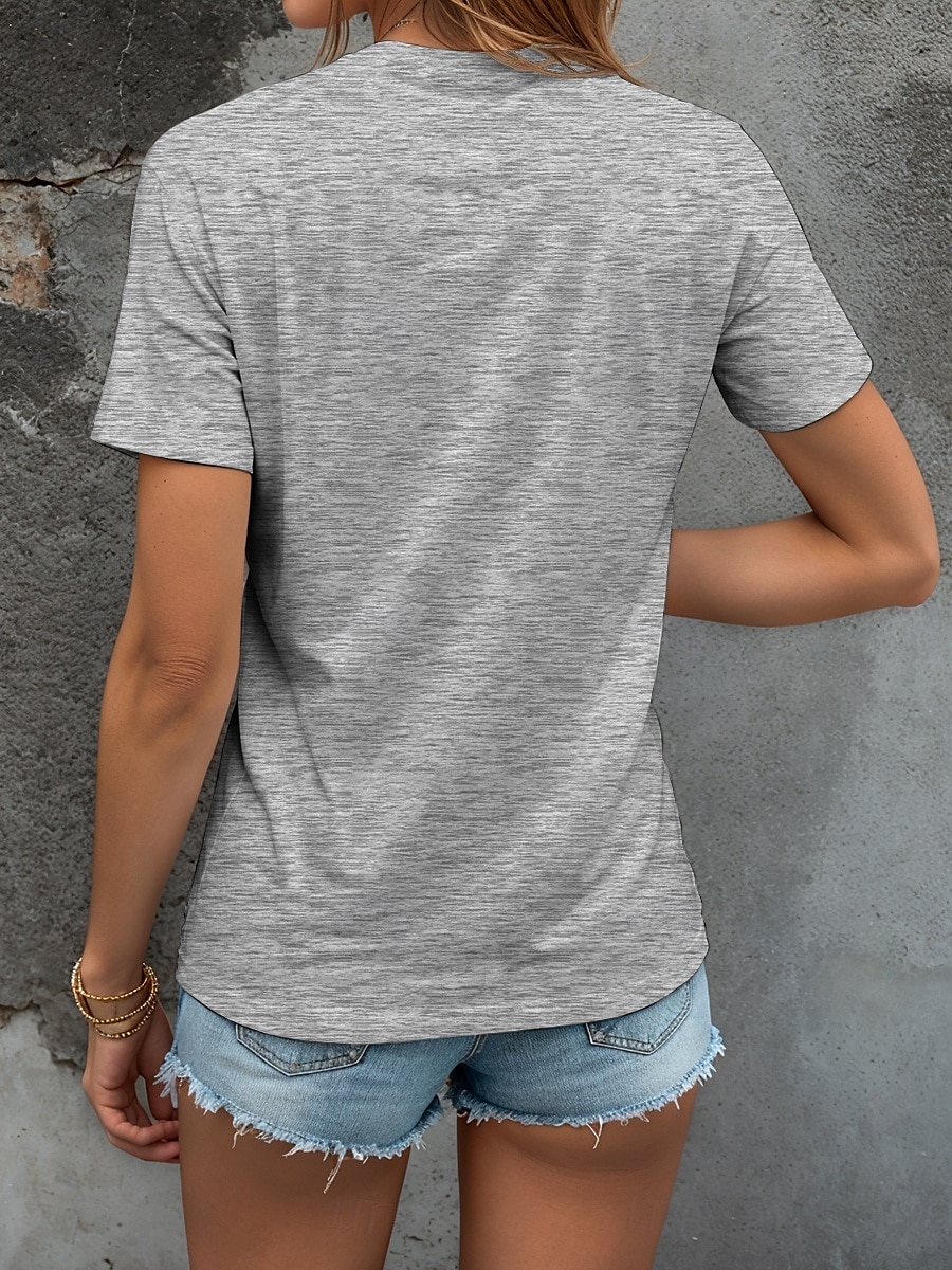 Pentru femei Tricou Cămașă din bumbac Grafic Cocoș Scrisă Epocă Stilat Clasic Manșon scurt Stil Nautic Rotund Topuri obișnuite Zilnic Imprimeu Alb Gri Vară 2025 - $19.99 –P2