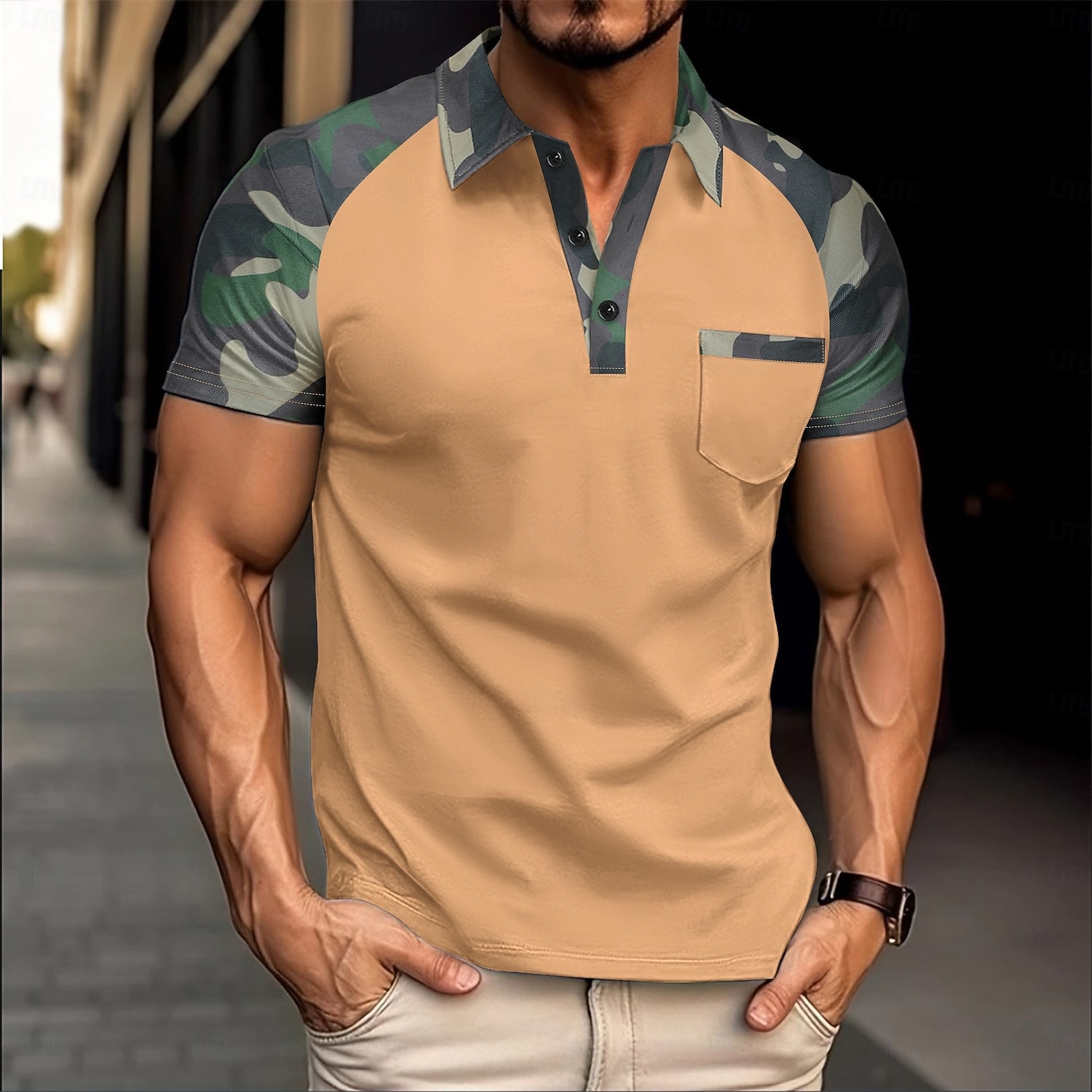 Herre Polo Golf skjorte Virksomhet Avslappet Klassisk Kortermet Mote Grunnleggende Kamuflasje Farge Lomme Knapp foran Sommer Vår & Vinter Normal Svart Rød Navyblå Kakifarget Polo 2026 - $18.99 –P2
