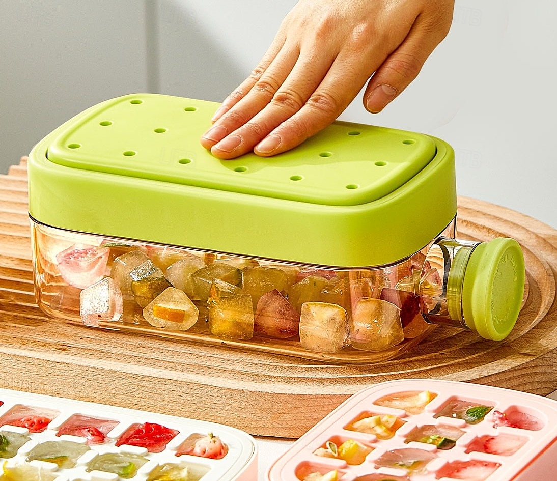 jégpalack csésze 2 az 1-ben érintésmentes, 800 ml-es, jégkockatartó vizespalackok jégkockapalackok szalmával hordozható érintésmentes jégkocka tálcák fedéllel és tárolóval, alkalmas otthoni 2025 - $13.99 –P3