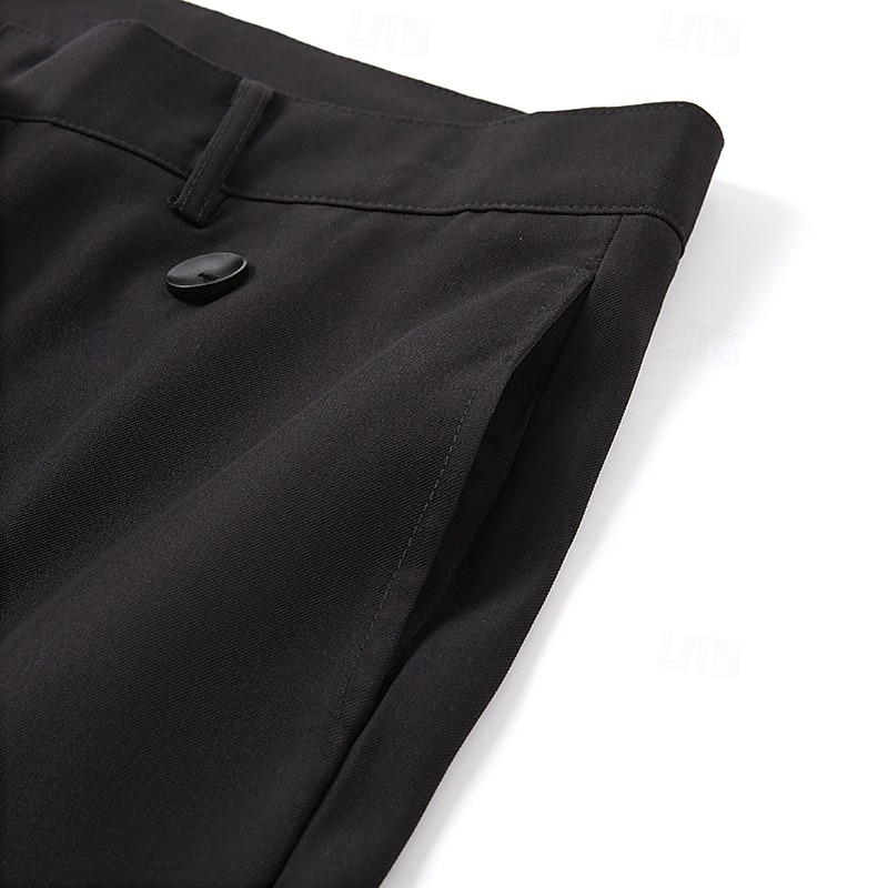 Men's Dress Pants Trousers Pocket Layered Straight Leg Plain Comfort Soft Knee Length Formal Outdoor Daily Elegant Fashion Black White Micro-elastic 2025 - $29.99 –P7