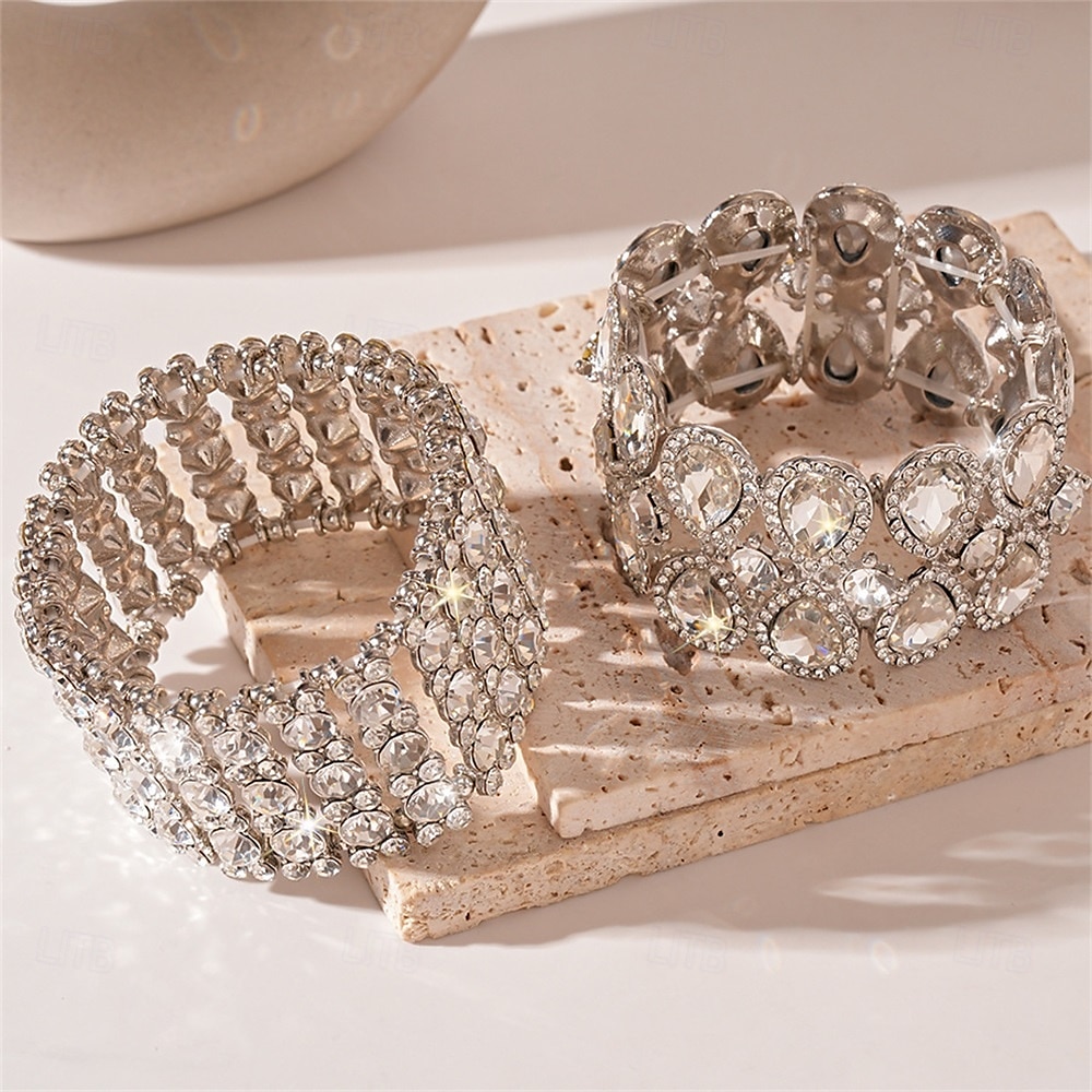 Bracciale zirconia stile vintage classico goccia moda vintage trendy cromo gioielli argento  argento 2 per festa di matrimonio fidanzamento prom del 2025 a $23.99 –P2