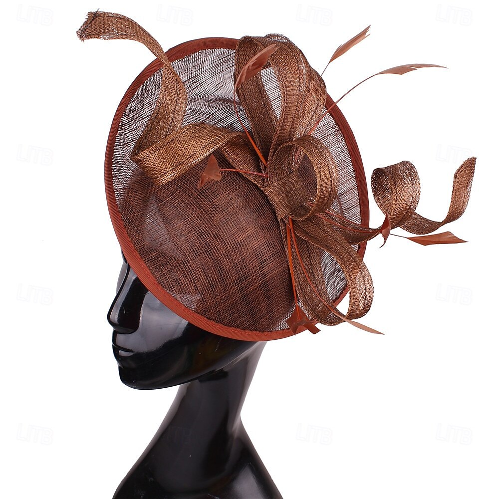 Kopfstück Federn Sinamay Hochzeit Abendgesellschaft Elegant Hochzeit Mit Feder Kopfschmuck Kopfbedeckung 2025 - $31.99 –P12