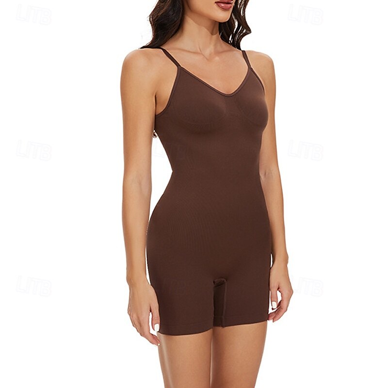 Women's Normal Romper Casual Solid Color Sleeveless V Neck Backless Street Going out Regular Fit Black Brown Beige Summer 2025 - $15.99 –P9