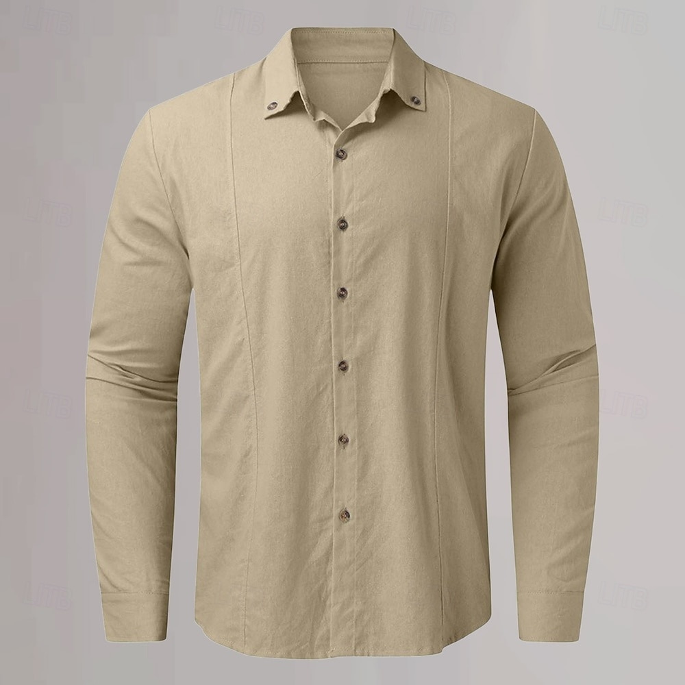 Per uomo Camicia in cotone e lino Semplice Vacanza Casual Quotidiano Nero Bianco Azzurro cielo Cachi Manica Lunga Bavero Abbigliamento Bottonato del 2025 a $25.99 –P8