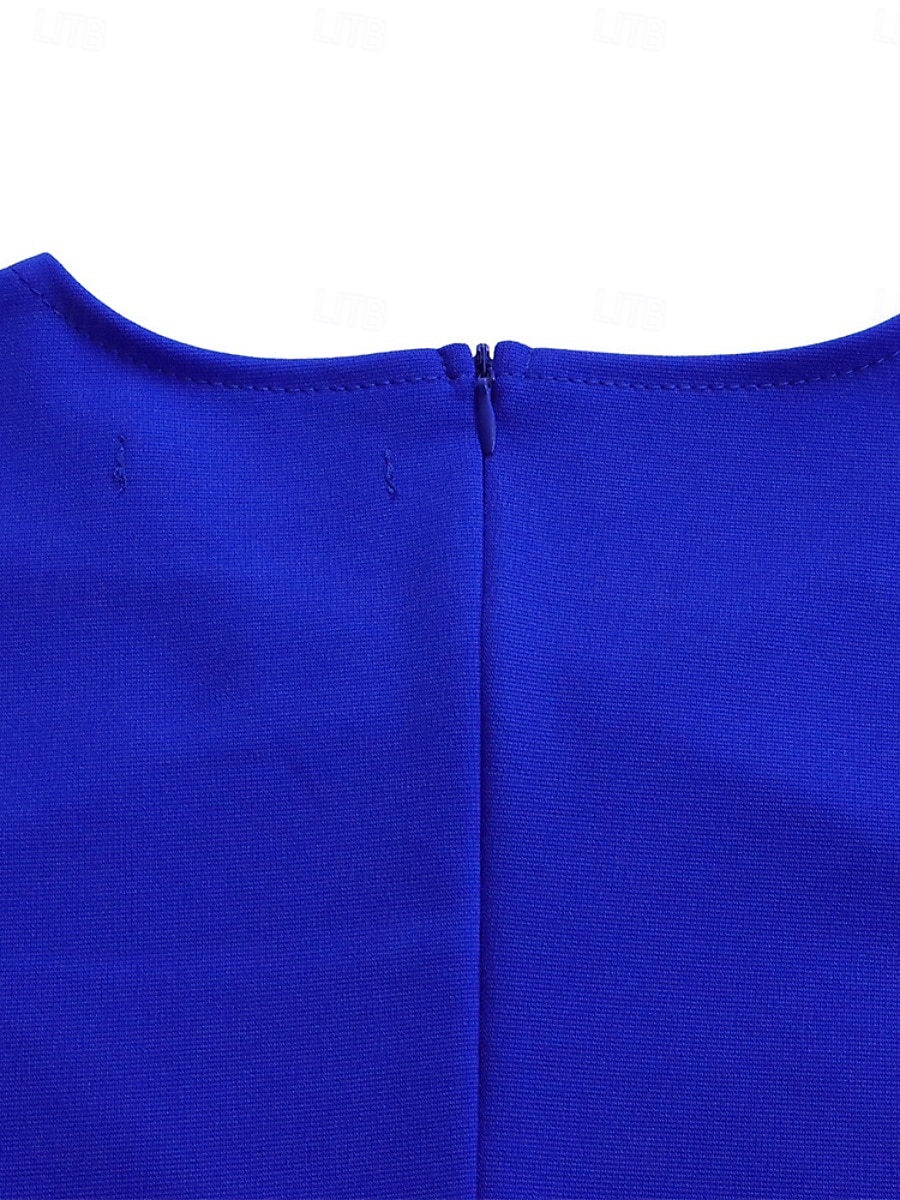 Dam Midiklänning Sheath Dress party cocktail Semiformella klänningar Fest Normal Slät Kortärmad Rund hals Vit Rubinrött Kungsblå Sommar 2025 - $39.99 –P14
