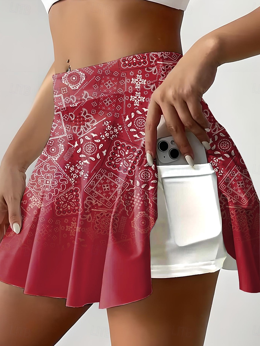Krótka spódnica damska kuloty Moda Plażowa Casual Mini Wysoka talia Spódnice Kwiatowe Graficzne Plisowane Wakacje Fitness Różowa Czerwona Niebieska Fioletowa Lato Dzianina Poliester 2025 - $19.99 –P5