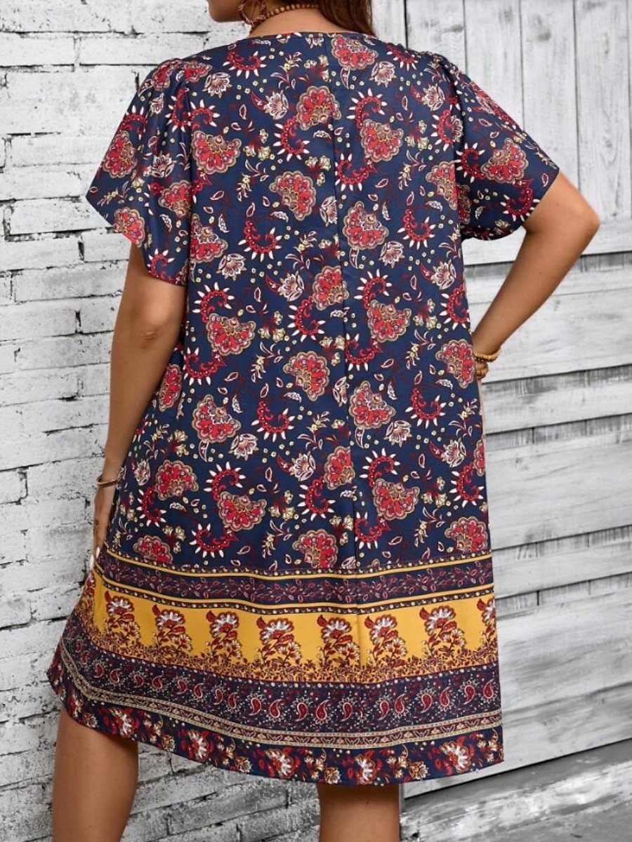 Women's Mini Dress Casual Dress Floral Dress Summer Dress Boho Dress Fashion Modern Daily Beach Weekend Regular Fit Floral Short Sleeve V Neck Black White Royal Blue Blue Summer 2025 - $17.99 –P8