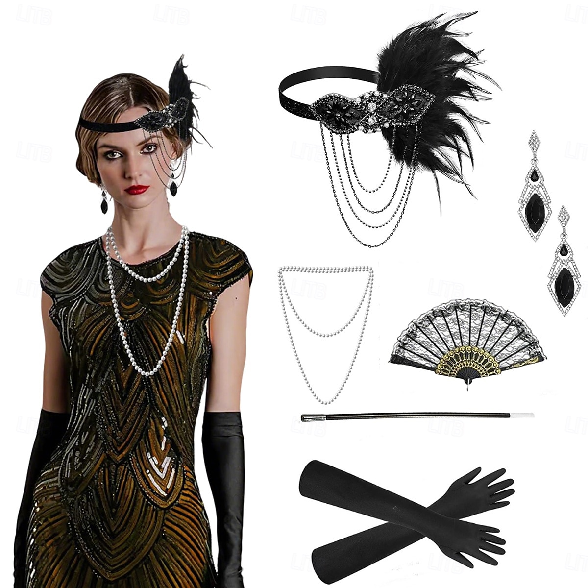 Anii 1920 Gatsby Bandană Adolescentă Brățări cu Mărgele Cercei Gatsby Pană Retro Luciu Sclipitor Cristale / Strasuri Pentru femei Carnaval ziua îndragostiților Mascaradă Îmbrăcăminte de seară de 2025 - $24.99 –P1