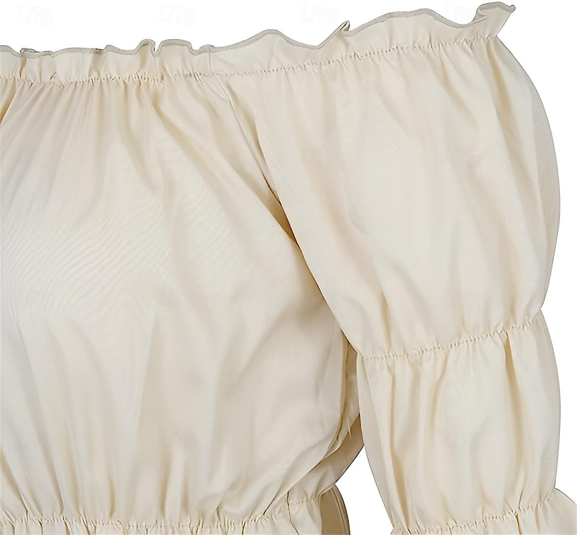 Elegantní Viktoria Tarzı Středověké Halenka / košile Nátělník Volánkový rukáv Pirát Dáma Viking Elfí Pod rameny Jednobarevné Maškarní kostým Dámské Keltské Pirát Fantazie Karneval Plesová maškaráda 2026 - $37.99 –P4