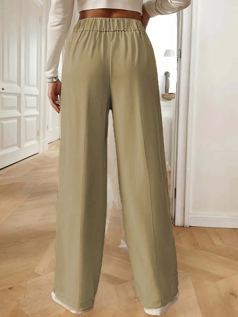 Femmes Slacks Mode Chino Longueur complète Taille haute Uni Avec Poches Confortable Doux Non Elastique Bureau / Carrière Décontracté Quotidien Abricot Noir Marine foncé Kaki Printemps, Automne de 2025 ? $19.99 –P11