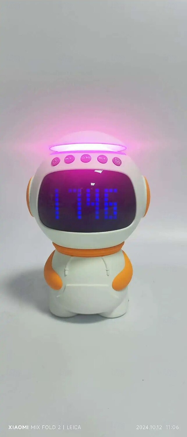 ساعة موسيقية رائد فضاء LED ضوء ليلي مكبر صوت بلوتوث مع منبه فتحة بطاقة TF لعبة زينة لغرفة الأطفال 2025 - $58.99 –P7