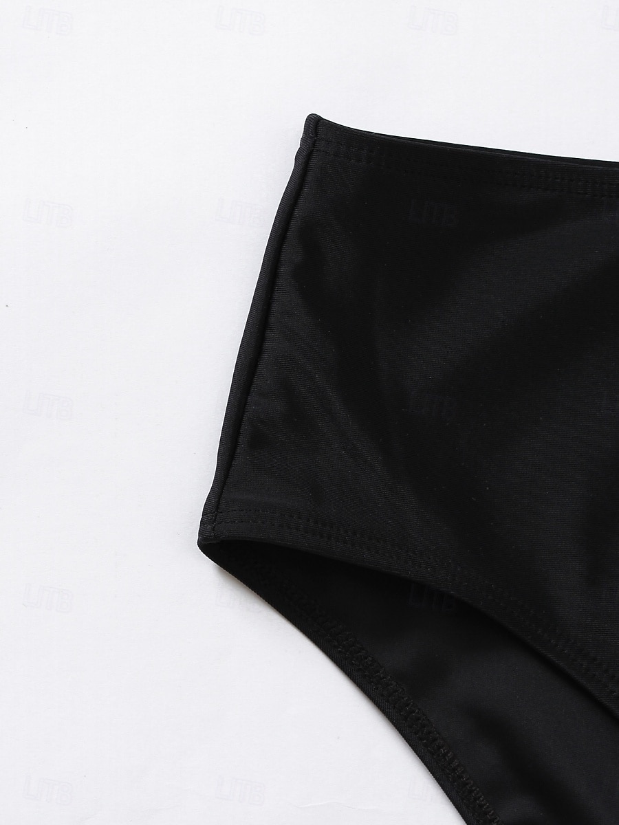 Women's Swimsuits Bikini 2 Piece Briefs Swimsuit Backless Slim Vacation Beach Wear Solid Color Round Neck Sleeveless Bathing Suits 2025 - $16.99 –P5