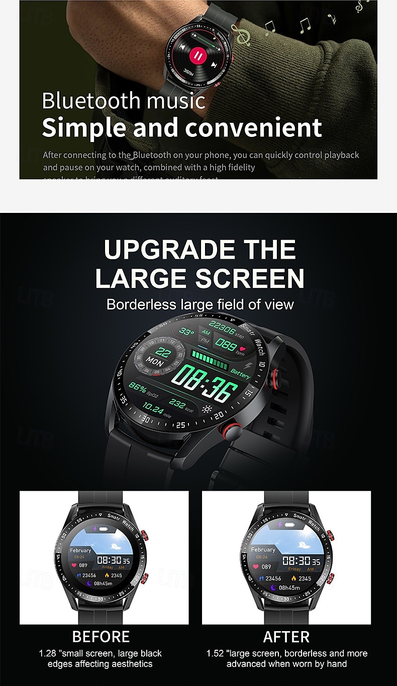 Smart Watch for Men, ECGPPG Bluetooth Call Laser Health, Blood Pressure Fitness, Sports Waterproof, Long Battery Life 2025 - $37.99 –P2
