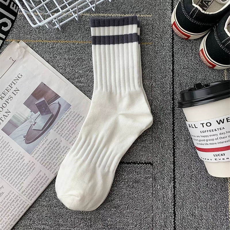 Hombre 5 pares Paquetes múltiples Calcetín Calcetines para correr Calcetines informales Negro Blanco Color Plano Vacaciones Deporte Diario Básico Medio Primavera Otoño Moda Casual 2025 - $7.49 –P6