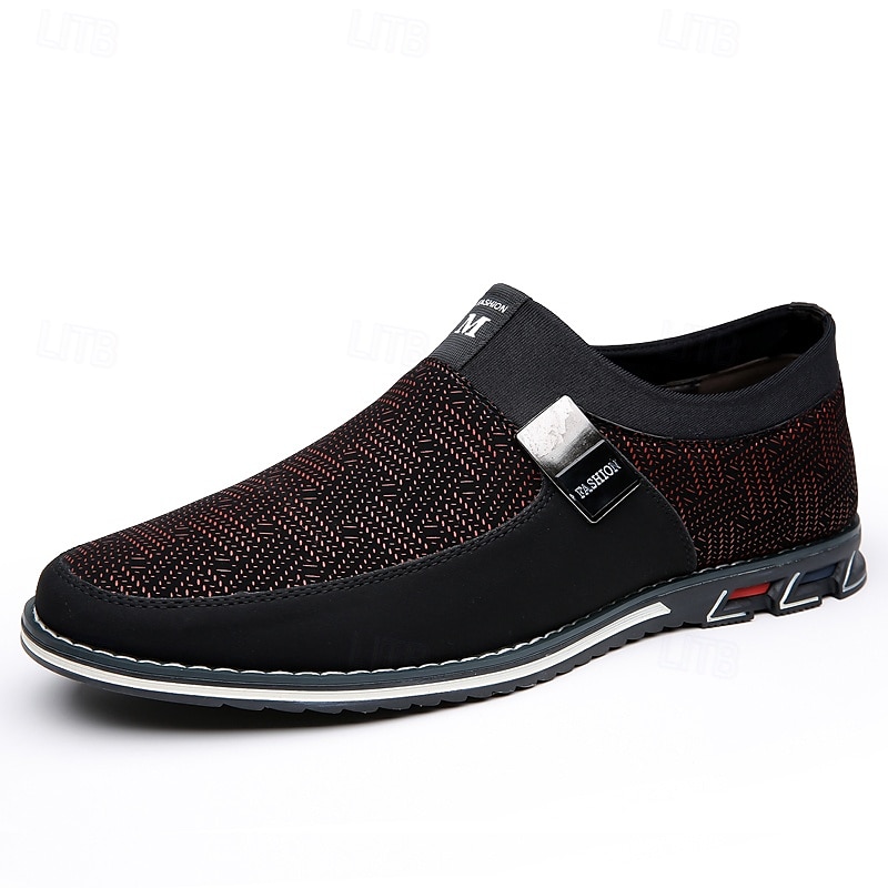 svarte slip-on joggesko for menn med teksturert design – komfortable sko for fritids- og hverdagsbruk 2025 - $34.99 –P2