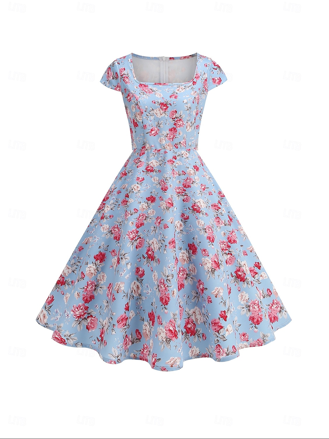 Retro Vintage 1950er Rockabilly Midlänge Swing-Kleid Ausgestelltes Kleid Kappe Blumen Frucht A-Linie Quadrathals Damen Karneval Urlaub Alltagskleidung Retro-Mottoparty Erwachsene Kleid Frühling 2025 - $35.99 –P17