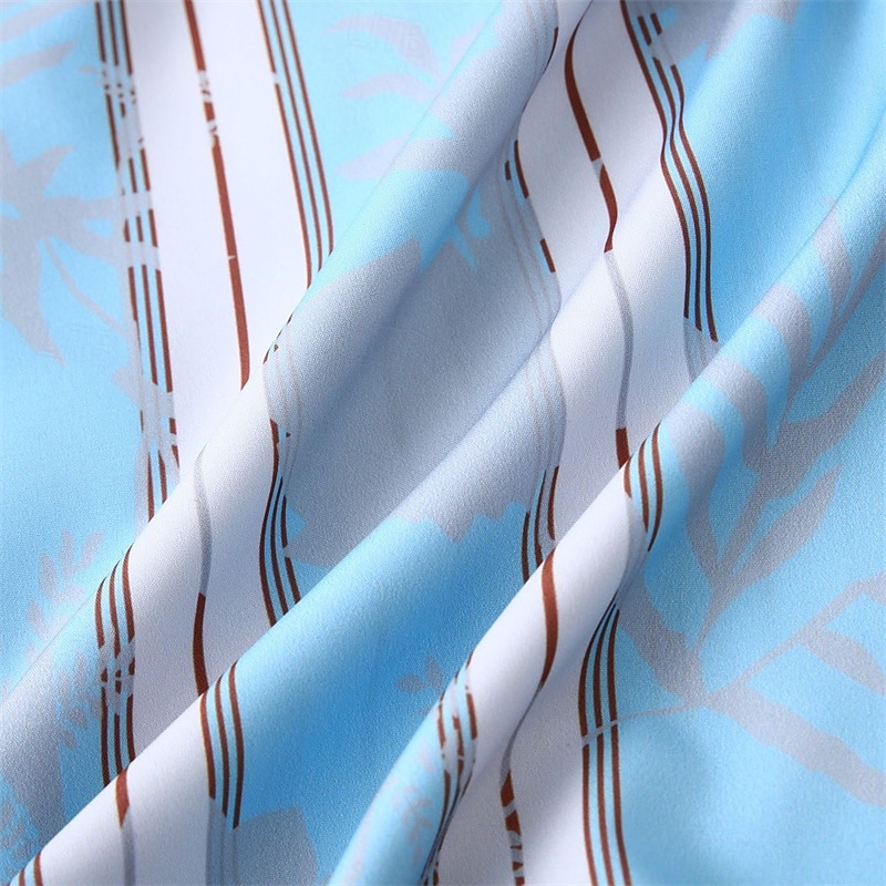 Per uomo Camicia Camicia Estiva Camicia casual Camicia da Spiaggia Camicia con Bottoni Blu / bianco Manica Corta Strisce verticali Bavero Vacanza Camicia hawaiana Abbigliamento Poliestere Moda Casual del 2025 a $23.99 –P6