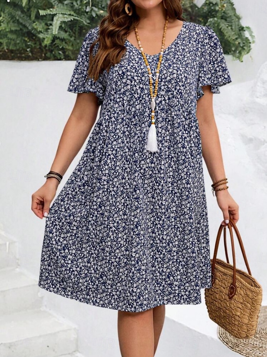 Women's Mini Dress Casual Dress Floral Dress Summer Dress Boho Dress Fashion Modern Daily Beach Weekend Regular Fit Floral Short Sleeve V Neck Black White Royal Blue Blue Summer 2025 - $17.99 –P16