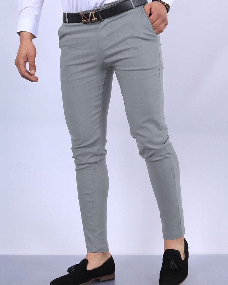 Homens Social chinês Calça Chino Bolsos Tecido Conforto Diário O negócio Estilo Clássico Preto Vinho Micro-Elástica de 2026 por $29.99 –P2