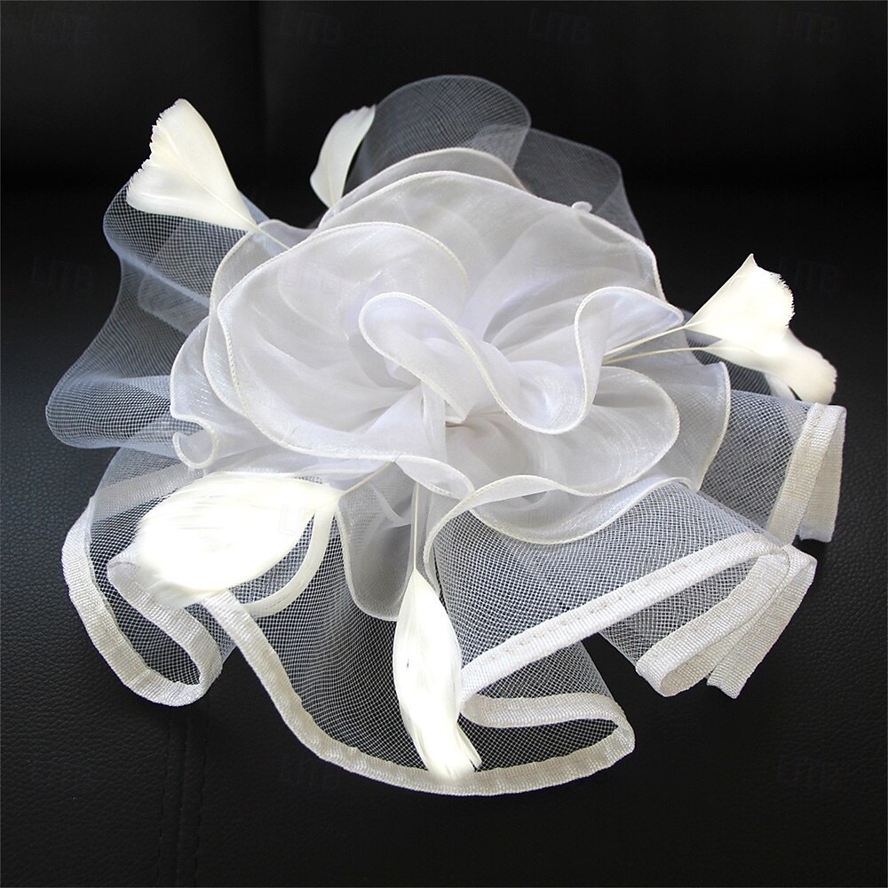 Hodeplagg Fjær Organza Fedora Hatt Bryllup Kveld Fest Te Fest Hesteløp Cocktail Vintage Sjarmerende Med Fjær Blomster Hodepryd Hodebekledning 2026 - $17.49 –P6