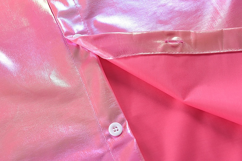 Retró 1980-as évek Ing Diszkó Fényes latex patent Fémes Férfi Mindszentek napja Farsang Pride Parade Büszkeség hónapja Felnőttek Ing Nyár 2025 - $23.99 –P4