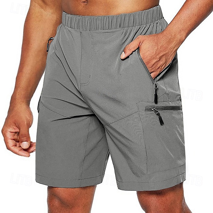 Pánské Šortky s kapsami Neformální šortky Elastický pas Kapsa na zip Pevná barva Ripstop Prodyšné Venkovní Denní Základní Na běžné nošení Černá Zelená 2026 - $24.99 –P4