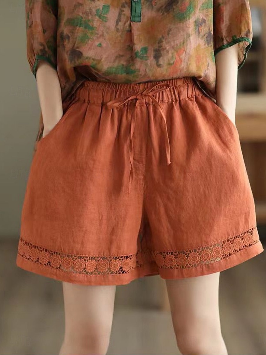 Mujer Pantalón corto Pantalones cortos de verano Pantalones cortos de playa Vacaciones Vintage Moda Corto Alta cintura Plano Correa Bolsillo Cintura elástica Comodidad Ligero Suave Microelástico 2026 - $19.99 –P15