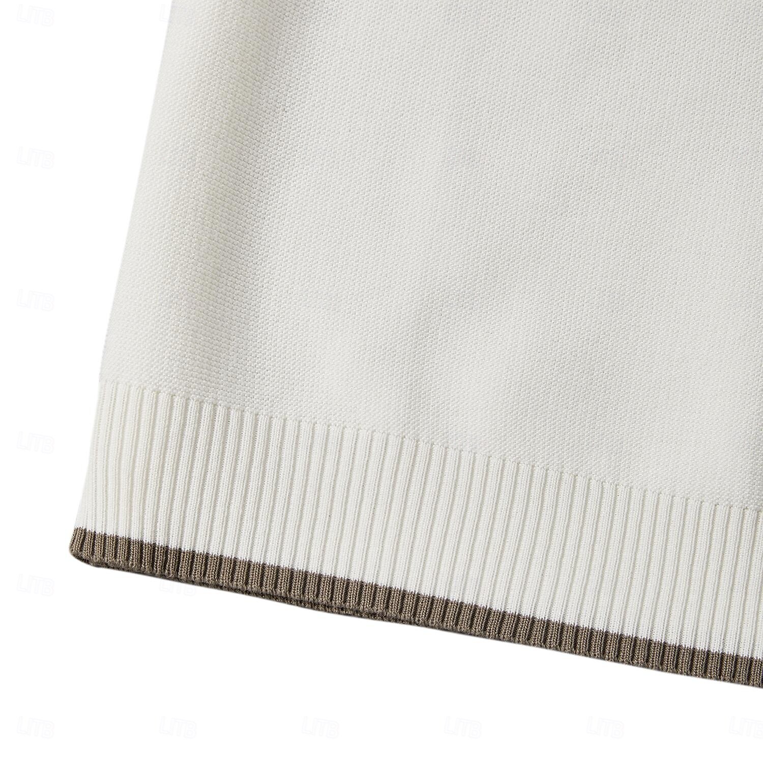 Herre Polo Strikk polo Virksomhet Avslappet V-hals Kortermet Formelt Fargeblokk Original Sommer Alle årstider Svart Hvit Militærgrønn Beige Polo 2025 - $27.99 –P10