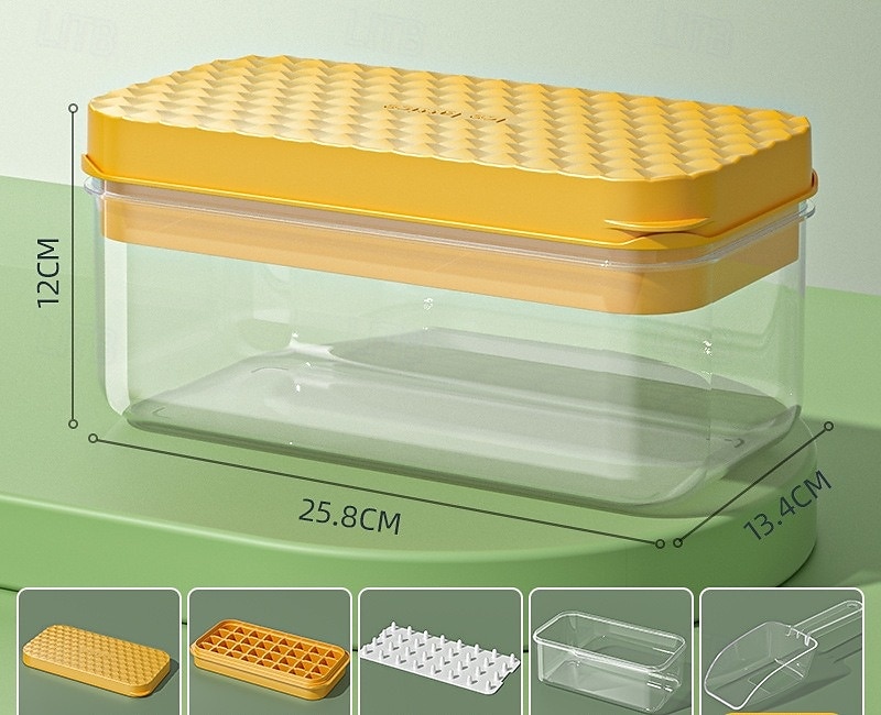 vaschetta per cubetti di ghiaccio con coperchio &contenitore, stampo per cubetti di ghiaccio con 32/64 cubetti, vaschette per ghiaccio impilabili per congelatore con fondo in silicone a sgancio del 2025 a $16.99 –P7