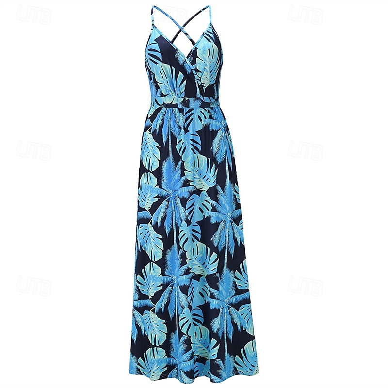 Per donna Abito Midi Abito Estivo Abito Sottoveste Abito Boho Moda Moderno Quotidiano Spiaggia Weekend Vestibilità regolare Floreale Senza Maniche Scollo a V blu acqua Nero Rosa Arancione Estate del 2025 a $23.99 –P2