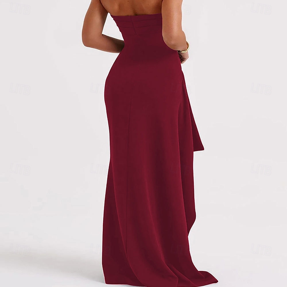 Marlene trubkové párty šaty elegantní šaty svatební svatební hosté podlahová délka bez rukávů bez ramínek polyester bez zad s rozparkem 2025 - $99.99 –P13