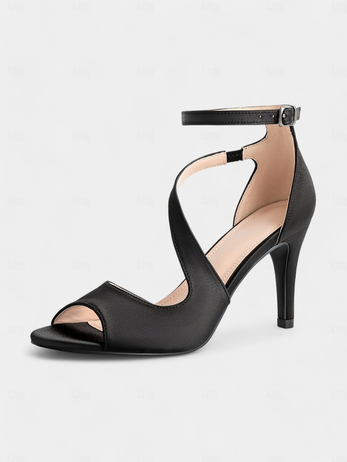 elegante naken sateng-peep-toe bryllupshæler for kvinner - komfortabel stilett med ankelstropp, perfekt for bruder og kveldsbegivenheter 2025 - $34.99 –P3