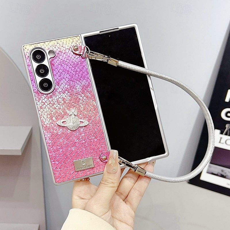 telefono Custodia Per Samsung Galaxy Piegatura a Z 7 Z Fold 6 Z Fold 5 Z Fold 4 Z Fold 3 Copertura Posteriore Con Cinturino da Polso Resistente agli urti Retrò TPU PC del 2025 a $26.99 –P4