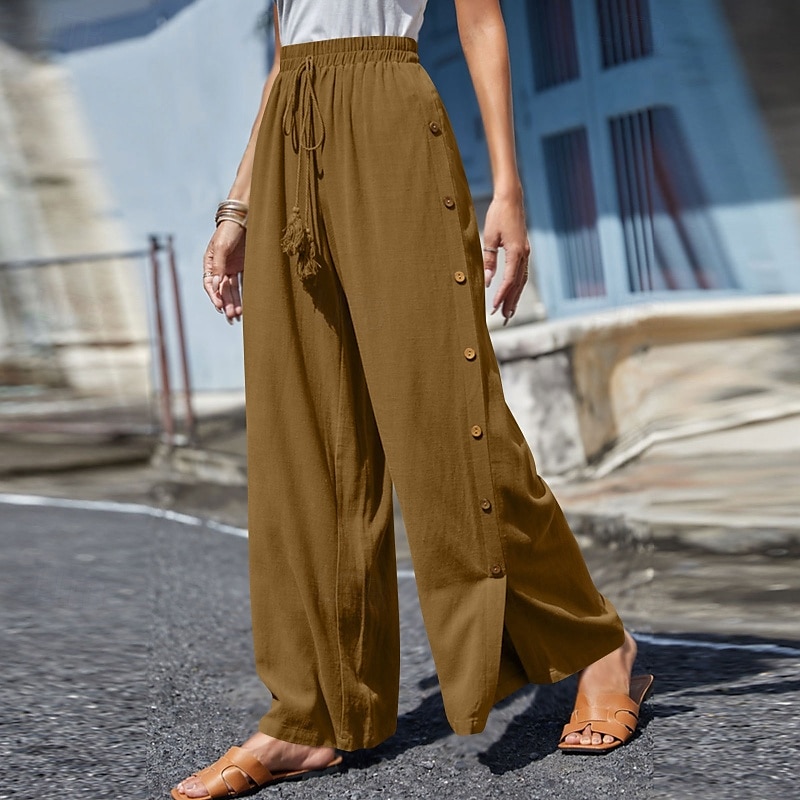 Mujer pantalones Pantalones Casual Longitud total Cintura Media Plano Hebilla Diseño de cordón elástico Al Aire Libre Cómodo Festivos Ropa Cotidiana Fin de semana Rojo oscuro Magenta Verde oscuro Gris 2025 - $18.99 –P15