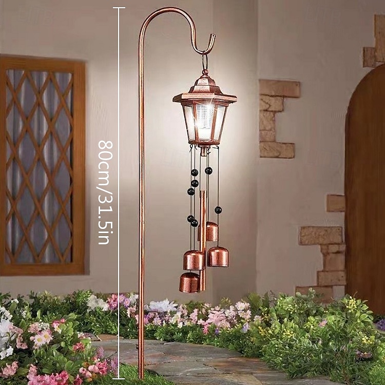 1 db kültéri napelemes szélcsengő függőlámpa pásztorkampóval, udvari kert, park, füves ösvény, tájfény, hangulat dekorációs lámpa 2026 - $35.99 –P1