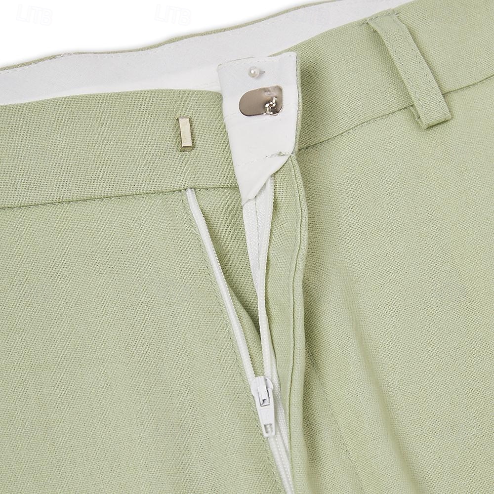 Uomo Matrimonio Affari Completi in Lino Rosa Verde salvia Leggero Casual Tinta unita Vestibilità aderente 2 pezzi Monopetto a un bottone del 2025 a $116.99 –P9