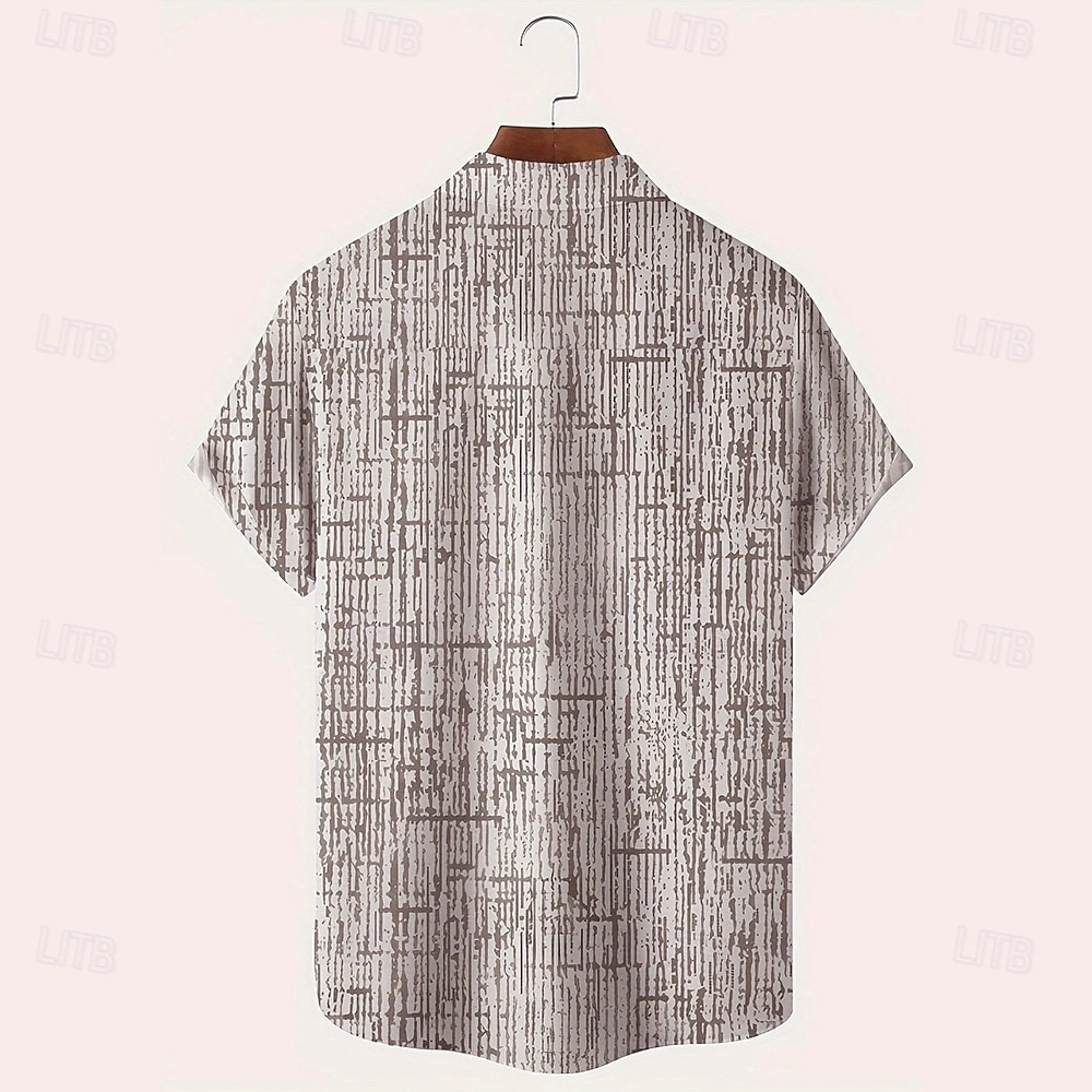 Herren Geometrisch Karo / Karomuster Hemd Freizeithemd Knopfhemd Kurzarm Modisch lässig Urlaub Ferien Streetwear Sommer Umlegekragen 3D-Druck Eine Tasche vorne Leinenähnliches Hemd Rosa Blau Purpur 2025 - $23.99 –P2