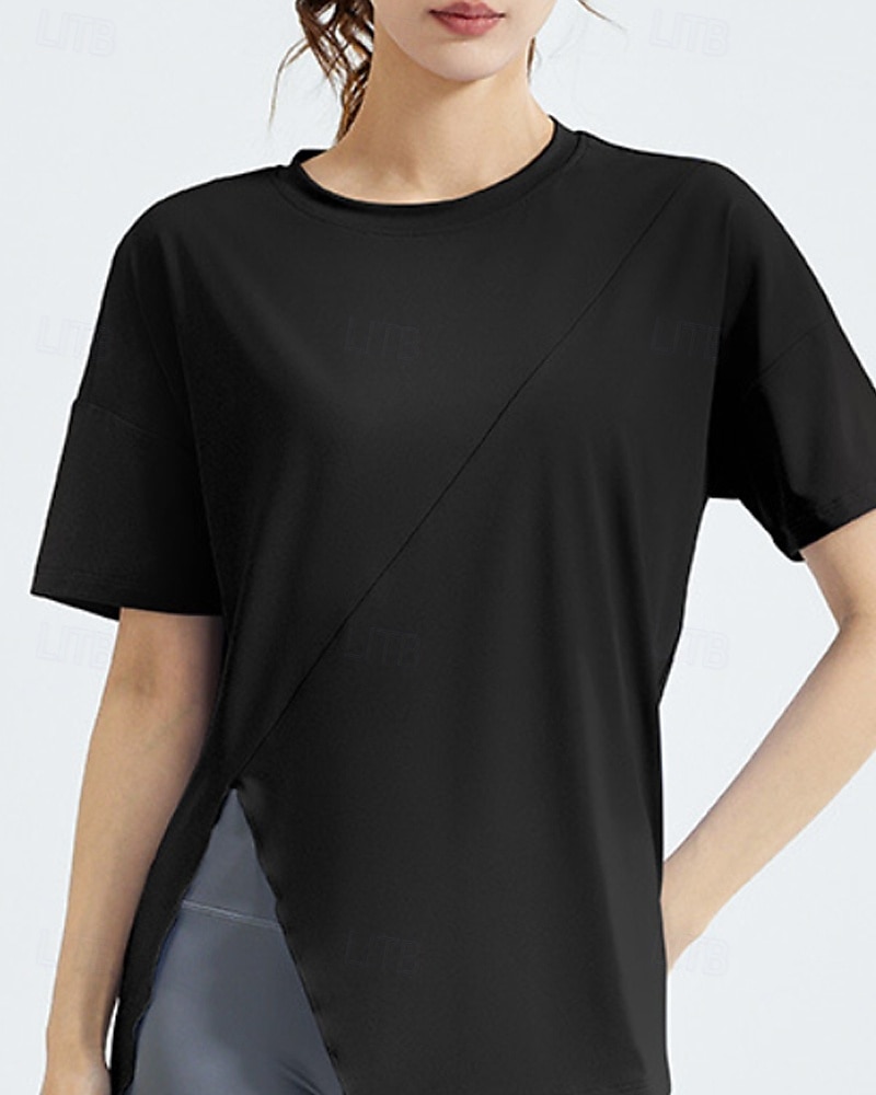 US Open Women's Tops Sport Shirt Tennis Shirt Short Sleeve Split Side Split Tennis Golf Pickleball Crew Neck Solid Colored Top Black White Pink Tennis Clothing 2025 - $13.99 –P18