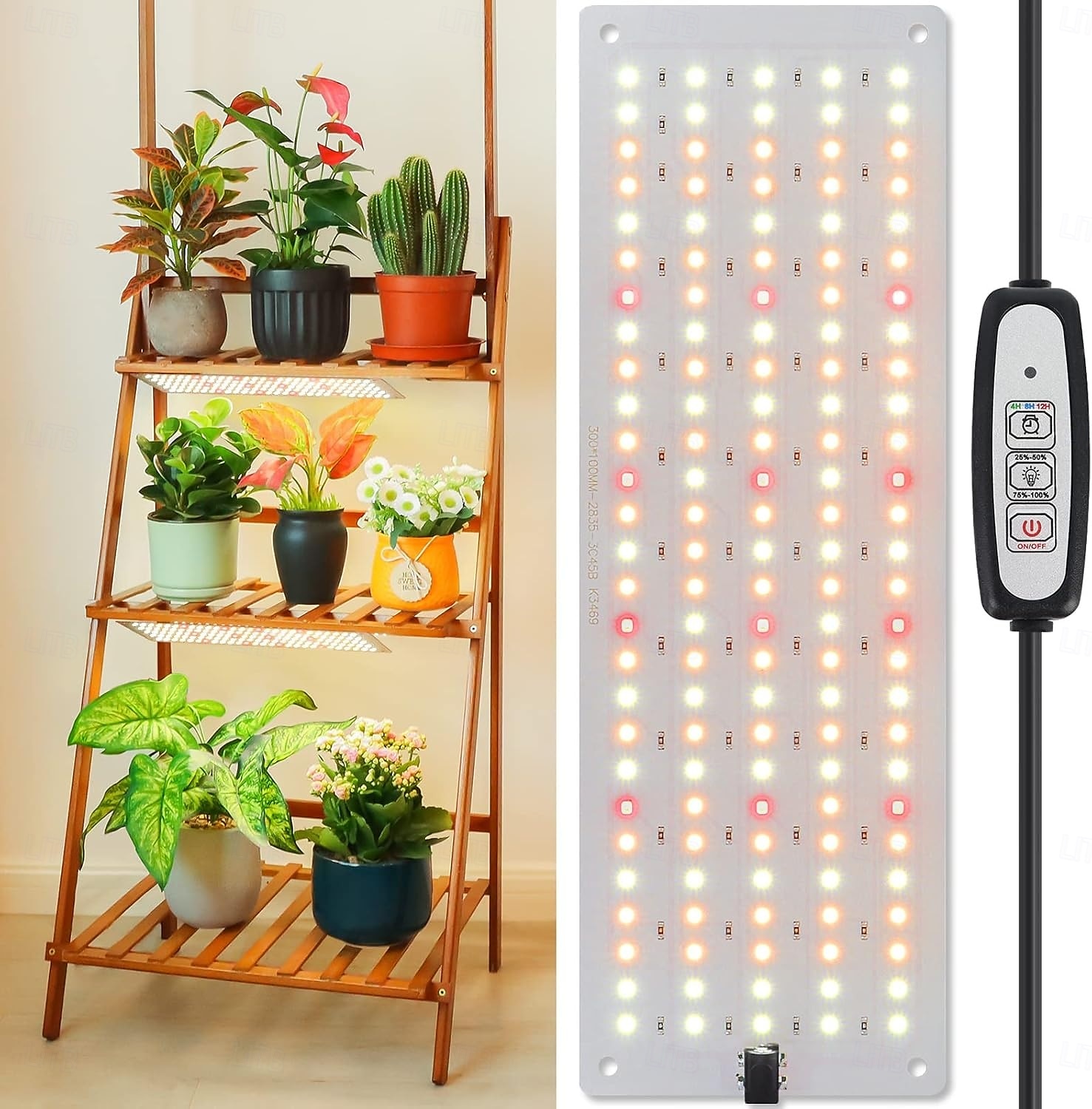 مصباح نمو LED كامل الطيف مع 4 مستويات قابلة للتعتيم ومؤقت تشغيل/إيقاف تلقائي، مصباح نمو نباتي 135 LED للشتلات والخضراوات المزهرة والعصارية مثالي للنباتات الداخلية 2025 - $23.99 –P1