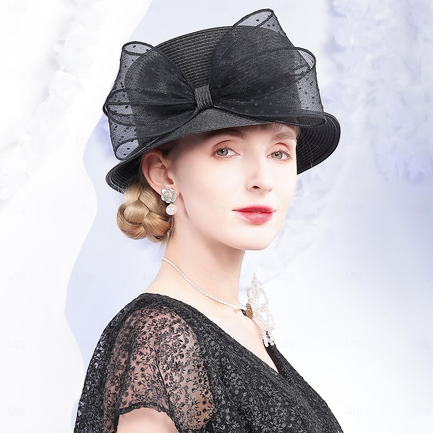 cappelli cappello a bombetta in fibra / cappello a cloche cappello da pescatore cappello di paglia matrimonio festa del tè elegante matrimonio con fiocco copricapo copricapo del 2025 a $41.99 –P12